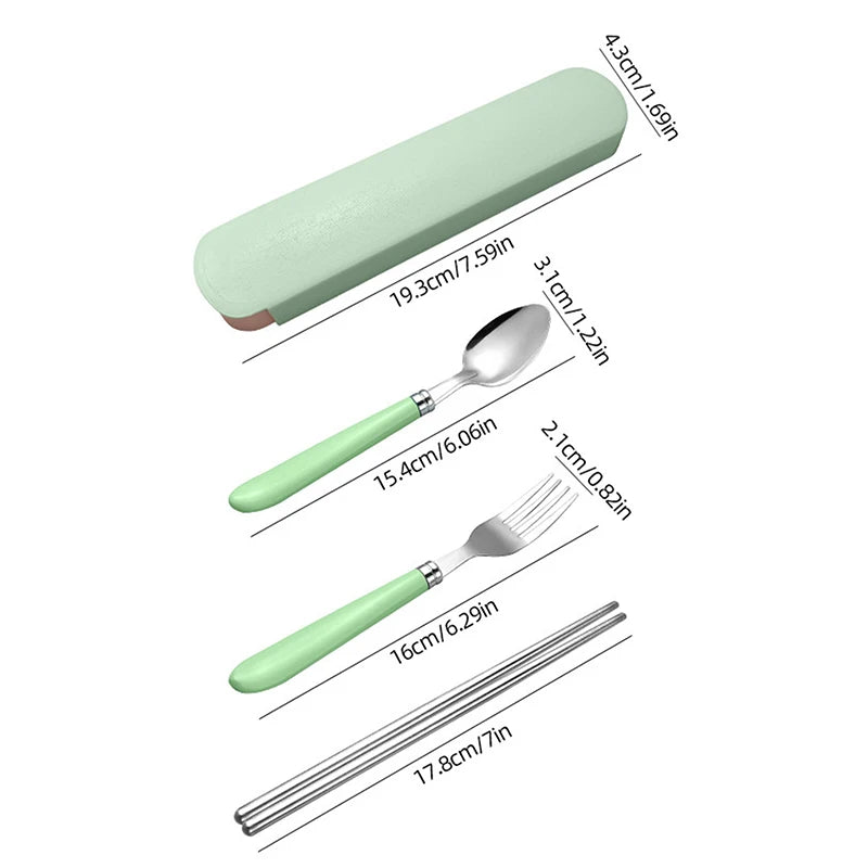 Stainless Steel Portable Cutlery Outdoor Camping Fork Spoon Vue Green