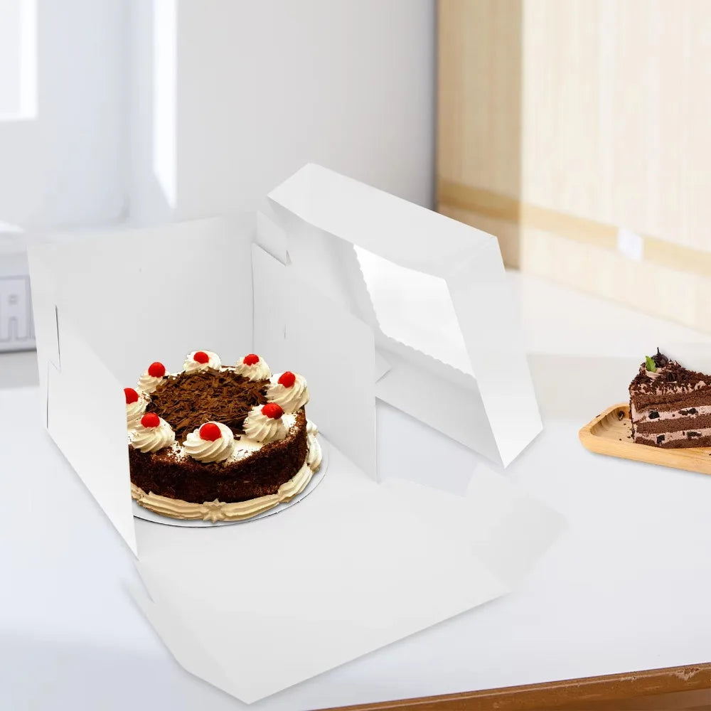 10pcs Multifunctional Square Disposable Cake Packaging Box White DIY Pastry Box with Window Cake Container Bakery Vue