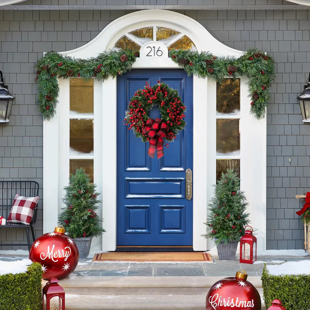 Realistic Christmas Wreath – Faux Flowers, Indoor & Outdoor Christmas Wreath Vue