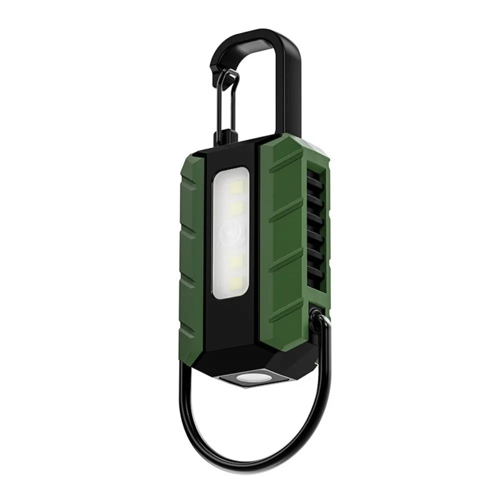 6 Gears LED Keychain Flashlight Dual Light Source Portable Mini Keychain Light High Bright Multifunction Emergency Work Lights Vue Dark Green