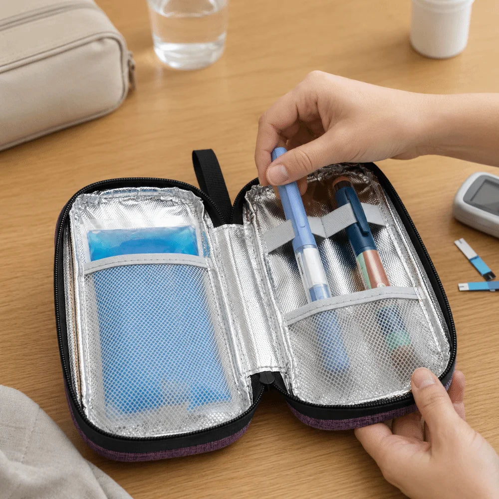 Shockproof Insulin Cooling Bag Waterproof Portable Medicine Travel Cooler Wear-resistant Solid Color Drug Freezer Bag Travel Use Vue