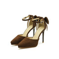 Women's Pointed Toe Stiletto Ankle Strap Heeled Sandals High Heel Sandals Vue brown 39
