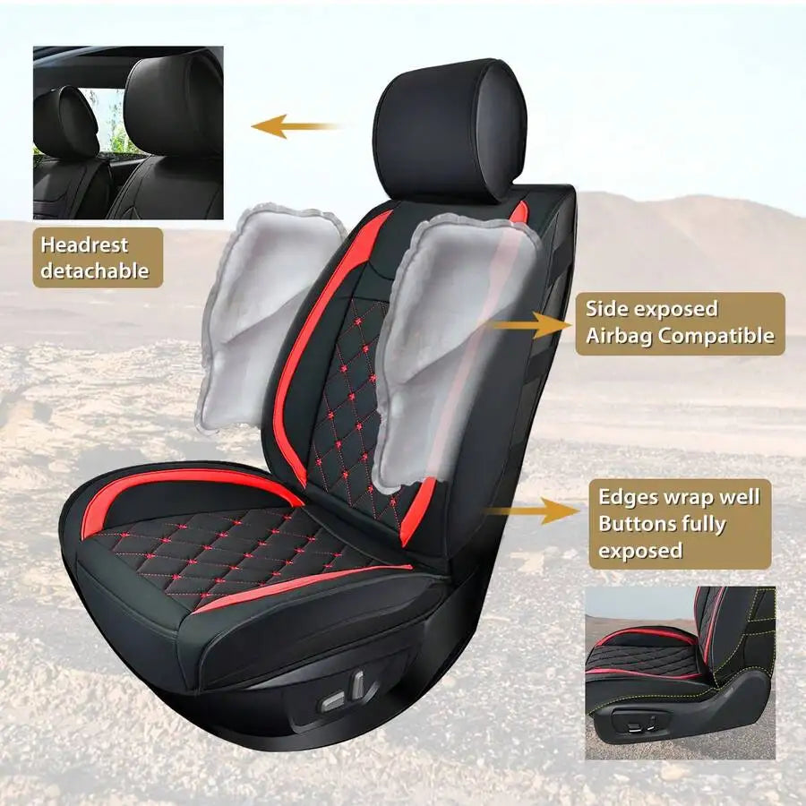 Nilight 5 Car Seat Covers Waterproof Faux Leather Cushions Anti-Slip Universal Fit For 5 Cars Kia Civic Corolla Camry CR-V RAV4 Vue