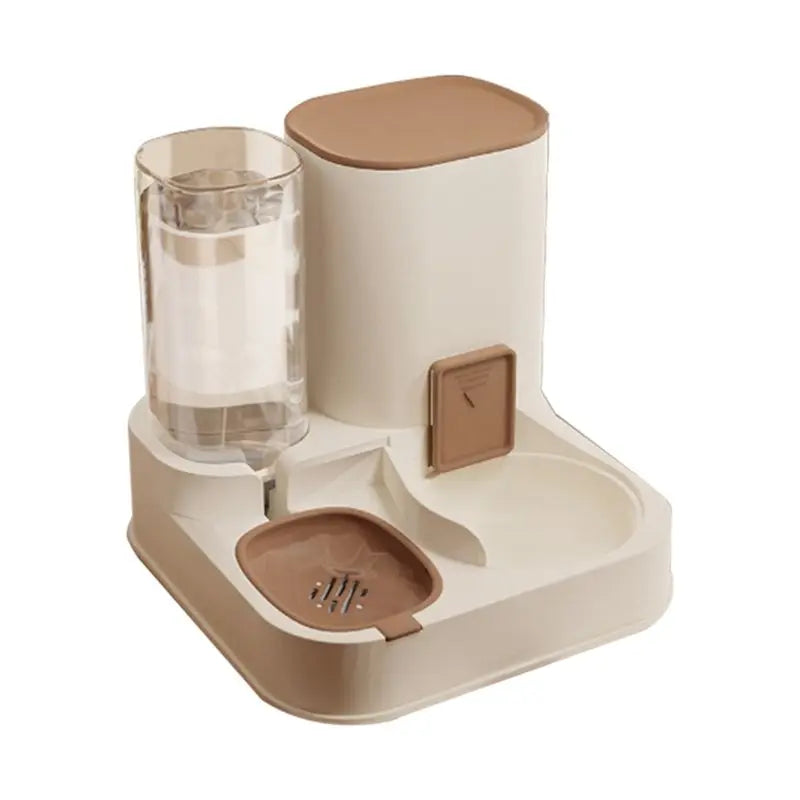 ABKW-New Pet Cat Large Capacitywater Dispenser Dry Wet Separation For Automatic Feeder Drinking Water Supplies Food Container Vue Brown