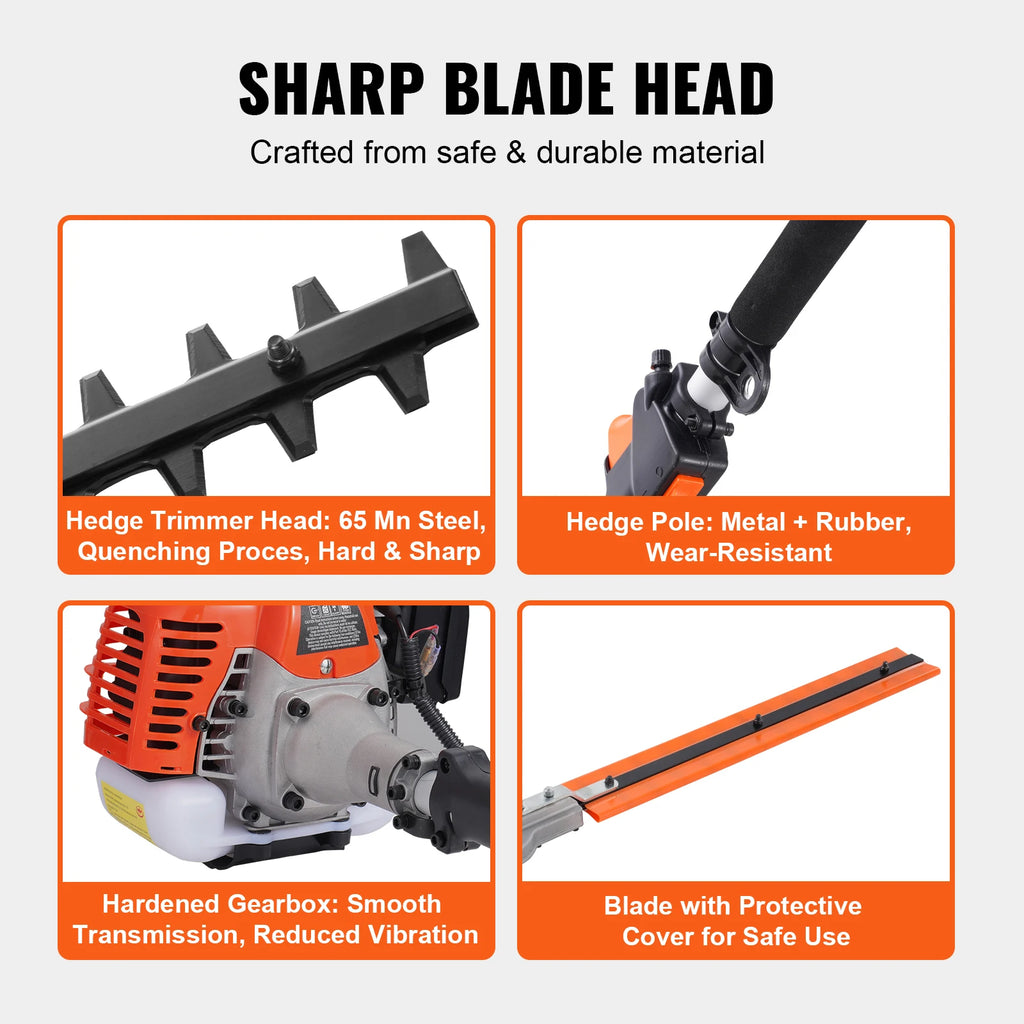 43CC 6-in-1 Gas Hedge Trimmer, Weed Eater & Pole Chainsaw Gas Multi-Tool Trimmer Vue