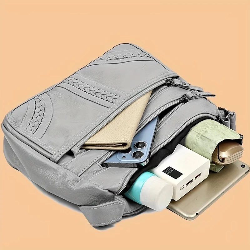 Stylish Multi-color Quilted Crossbody Bag Women's Soft Leather
