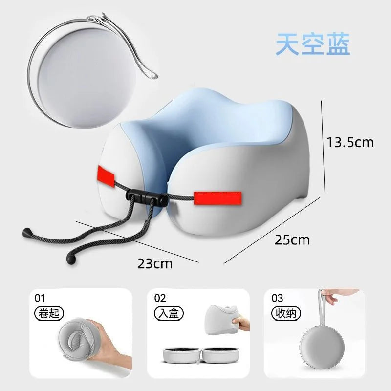 Memory Foam Neck Pillow Portable Ergonomic U Shaped Travel Pillow Airplane Car Home Office Sleep Cervical Support Headrest Vue A1