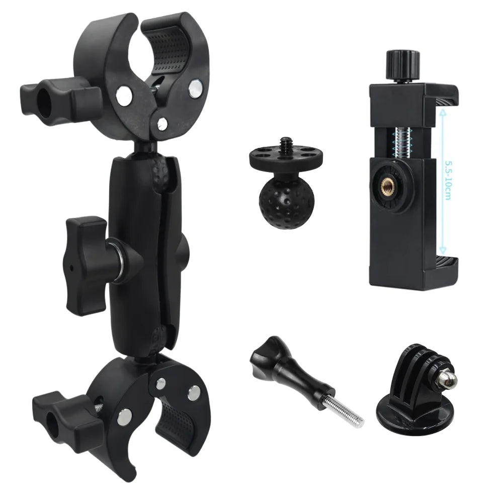 Crab Super Clamp Double Clip Camera Bracket For Dji Action6 5Pro GoPro Insta360 X5 Motorcycle Bicycle Handlebar Mount Accessory Vue Set 4