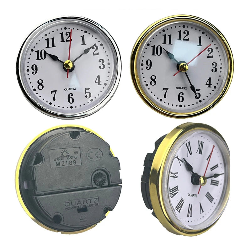 Classic 65mm Diameter Round Clock Insert Quartz Movement Roman Arabic Numerals Mini Clock for Wall Home Decor Craft Repair Parts Vue