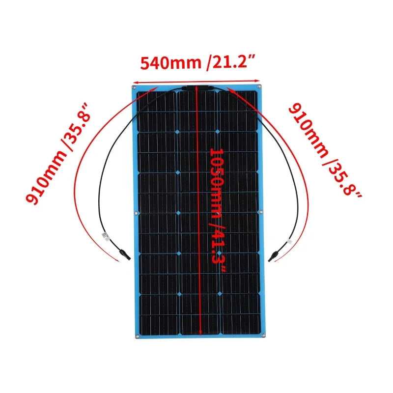 110W 220W Flexible Solar Panel 18V Charger – RV Car Marine Flexible Solar Panel Vue