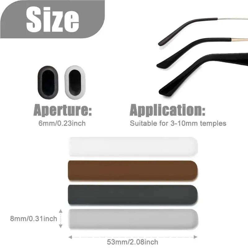 2 Pairs Silicone Anti-Slip Holder Glasses Anti-slip Cover Ear Hook For Sunglasses Eyeglass Leg Temple Tips Black White Brown Vue