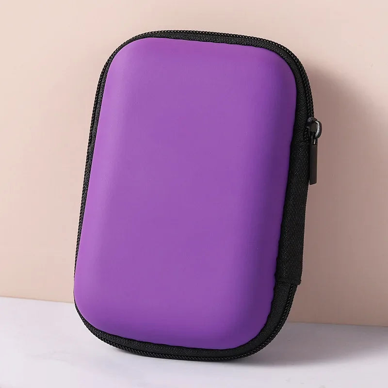 1-20PCS Earphone Storage Box with Mesh Pocket for Headphones Charger Cable Organizer Protective Case Lightweight Vue Purple 10PCS