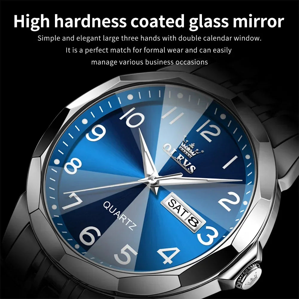 OLEVS 9970 Men's Luminous Quartz Watch – Waterproof & Luxury Men's Quartz Watch Vue