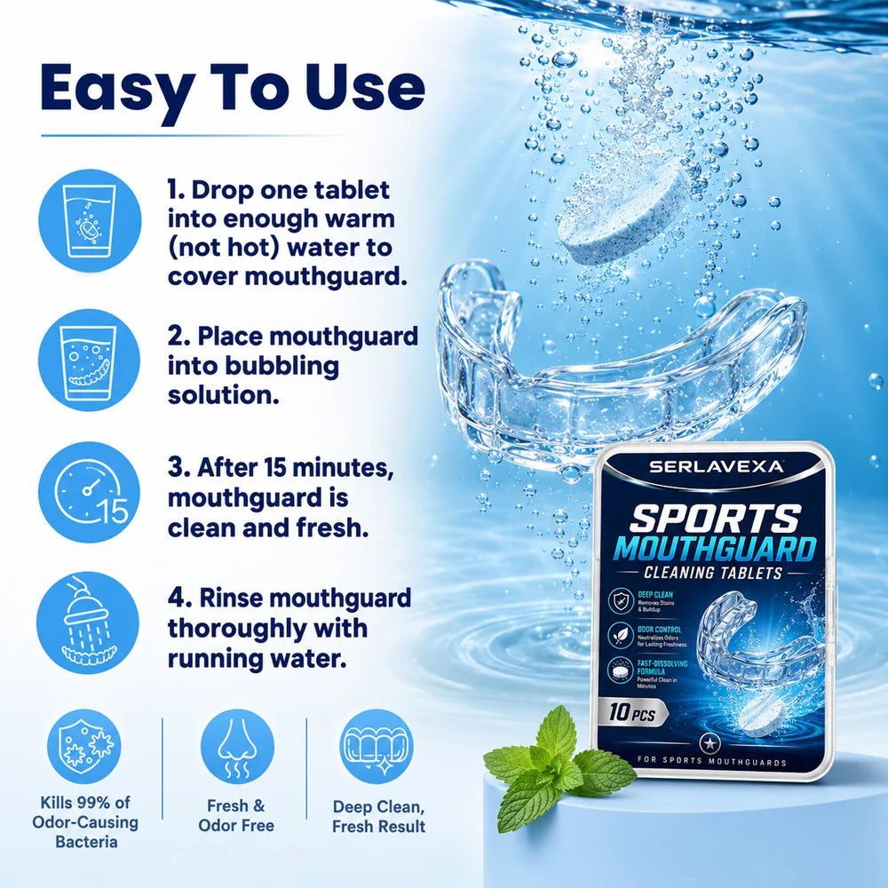 10PCS Sports Mouthguard Cleaning Tablets Fast Dissolving Fresh Care for Retainers Aligners Night Guards Dental Appliances Vue