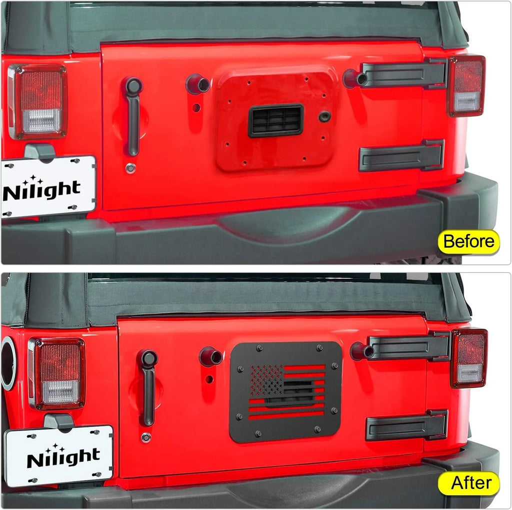 Nilight Spare Tire Carrier Delete Filler Plate Tailgate Vent-Plate Cover Exterior Accessories for 2007-2017 Wrangler JK & Unlimited Vue