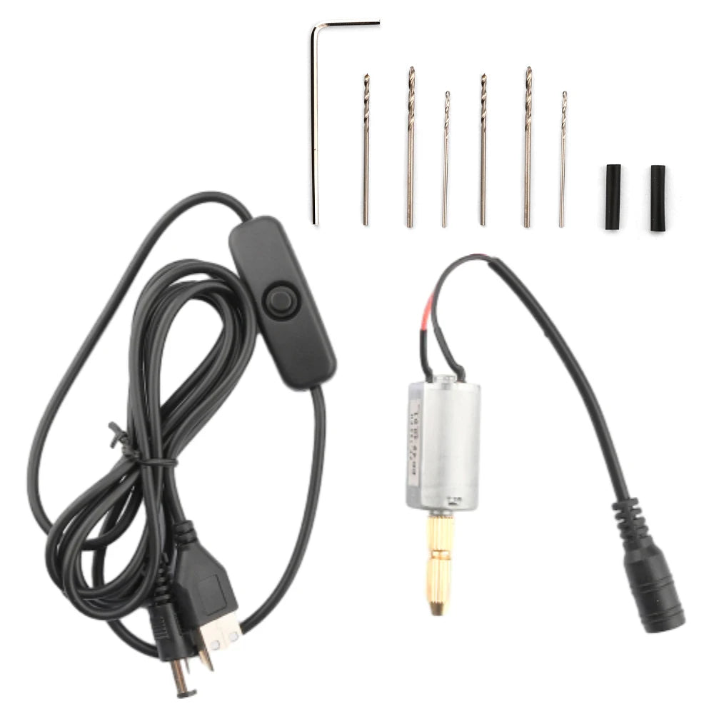 Mini Electric Drill Handheld Drill Bits Kit 180 Motor Wood Craft Jewelry Making Tools 5V USB Power Plug Screwdriver Tool Kit Vue Type1 0