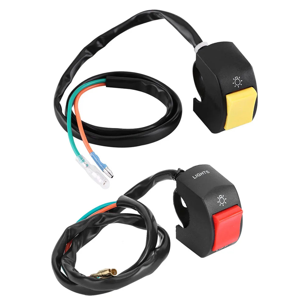 Motorcycle 7/8 inch handlebar-mounted LED headlight with push-button motorcycle handlebar control Vue