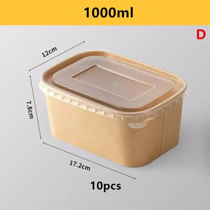 Disposable Lunch Box Kraft Paper Square Fast Food Packing Boxes Bowls Vue D