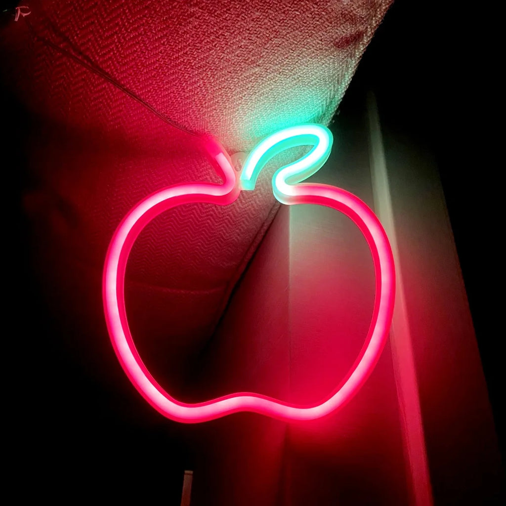 Room Decoration Apple Sign Modeling Lights Battery Powered LED Bar Light for Room Decoration Gift Night Light Party Holiday N15 Vue