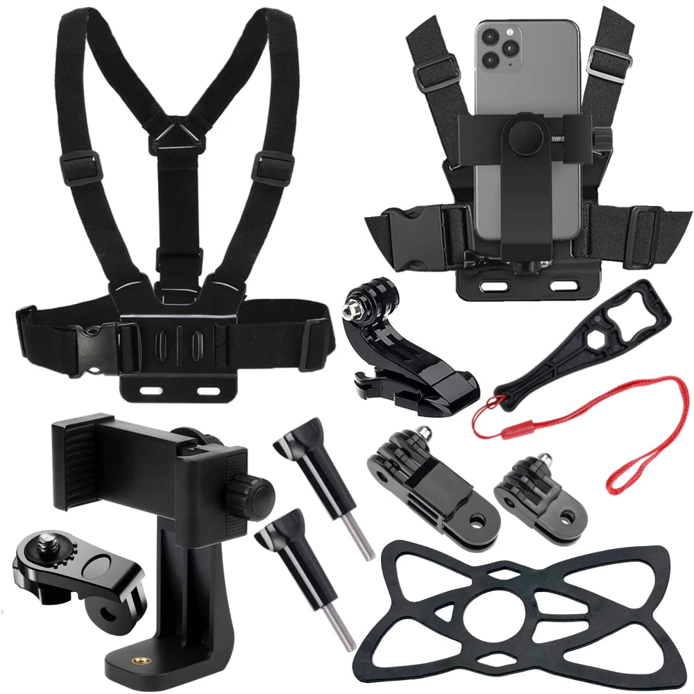 Chest Strap Mount Belt for Mobile Phone iphone 14 Holder Chest Strap for GoPro Hero 12 11 10 9 DJI Action Camera Accessories POV Vue