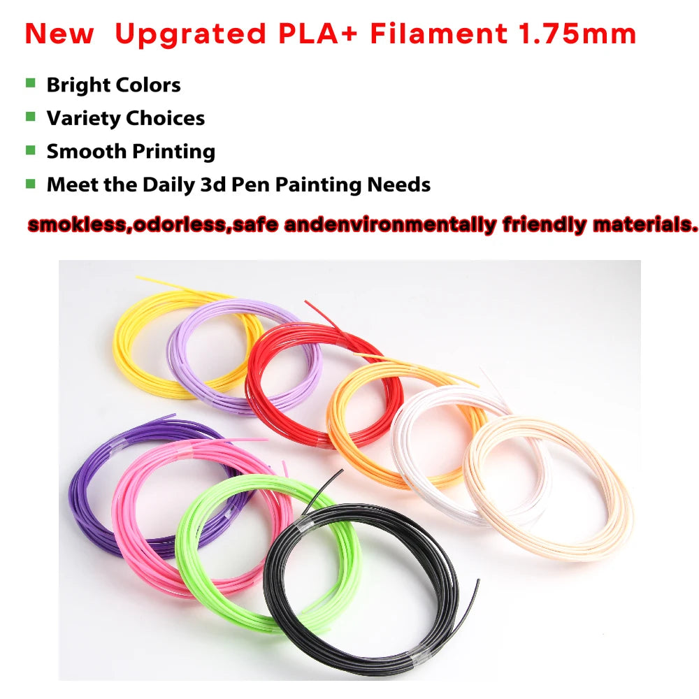 Colored PLA Filament for 3D Pen Printing 32 Colors 25M 30M 36M 50M 100M 200M Safe Plastic Refill for 3D Children's Printing Pen Vue