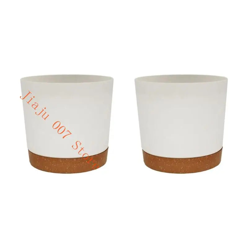 10-Inch Resin Succulent Planter Pots with Drainage Tray – Set of 2 Resin Plant Pots Vue White China Mainland