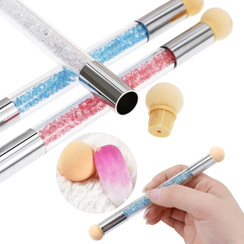 Heads Replacement Gradient Brush Sponge Tools Gel Polish Nails Art Dotting Pen For ManicureColor Glitter Powder Accessories Vue