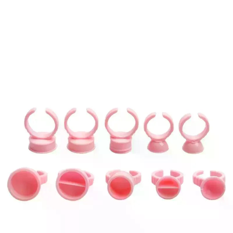 100PCS Disposable Plastic Makeup Pigment Rings Tattoo Glue Holder for Nail Art Eyelash Extension Vue