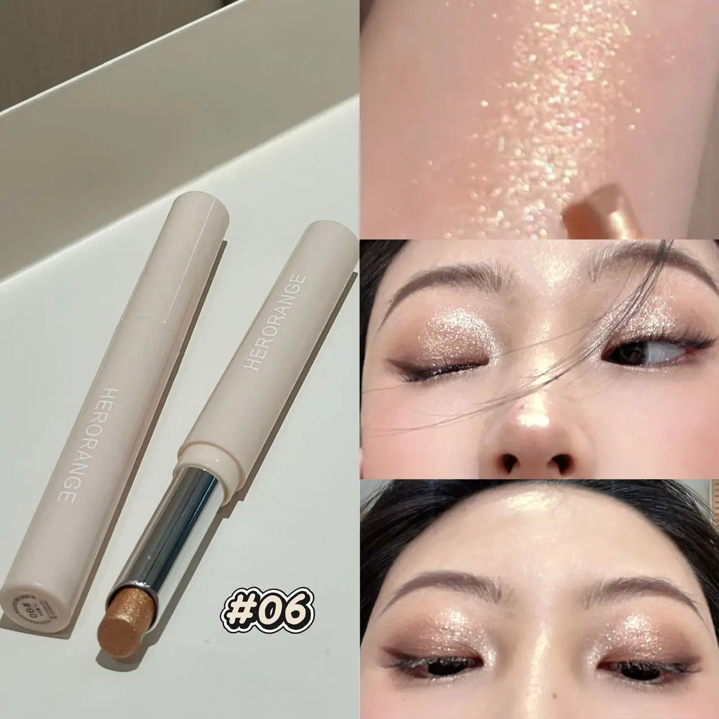 Pearlescent Eye Shadow Stick Shimmering Clear Sparkle Purple Blue Lying Silkworm Pencil Long Lasting Glitter for Eyes Makeup Vue