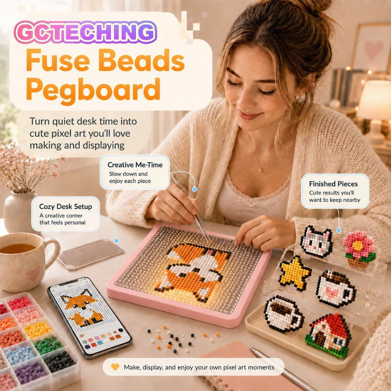 LED Fuse Beads Craft Board, USB Powered App Pattern Guide Pegboard for DIY Art Projects, Creative Starter Gift Set Vue
