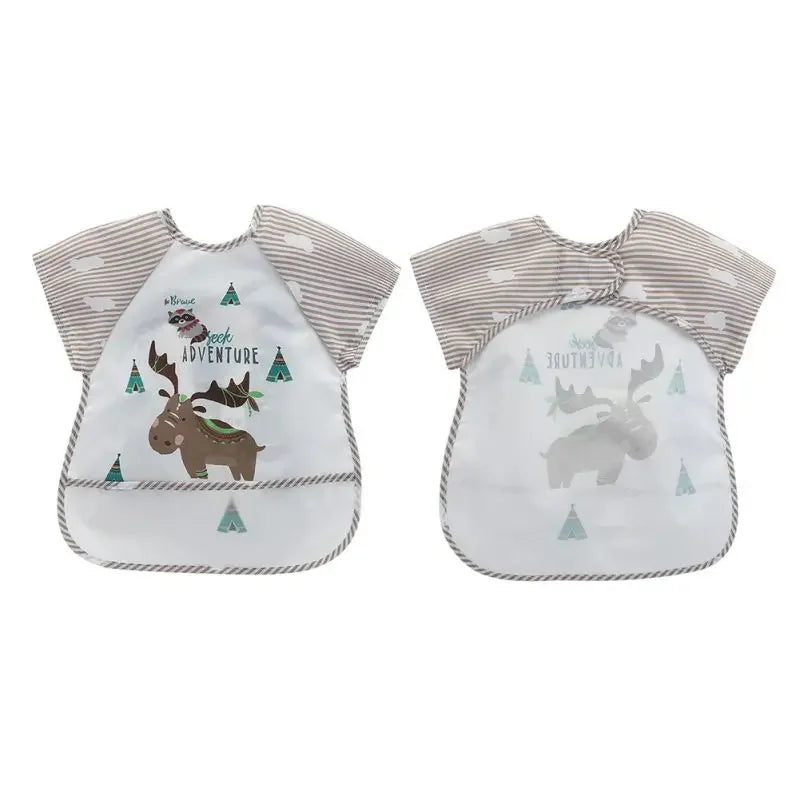 0-3Y Boys Girls Burp Clothes Smock Infant Baby Cartoon Sleeveless Waterproof Eating Toddler Art Apron Animal Smock Soft Baby Bib Vue