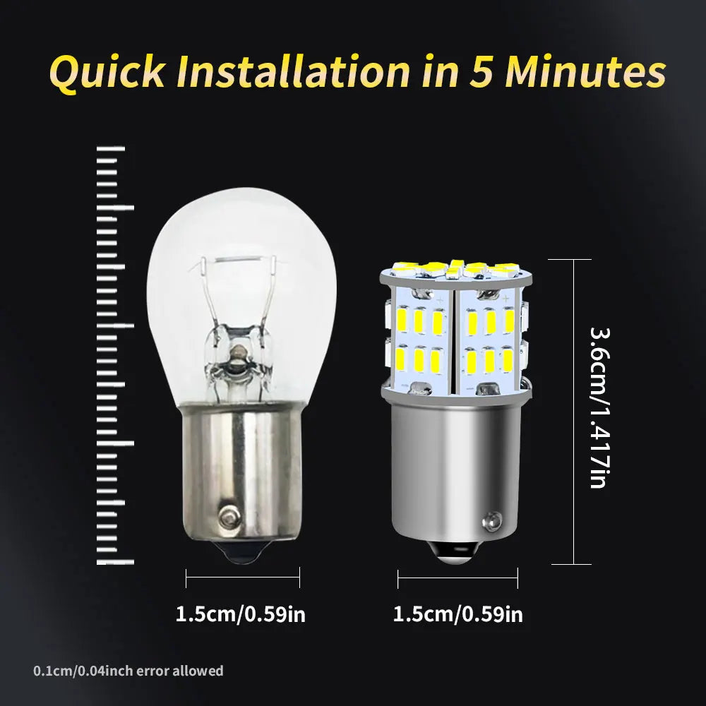 2PCS Ultra Bright LED Brake Stop Reversing 1156 BA15S P21W S25 G18 1157 BAY15D P21/7W 12V Plug and Play Car Lights Turn Signals Vue