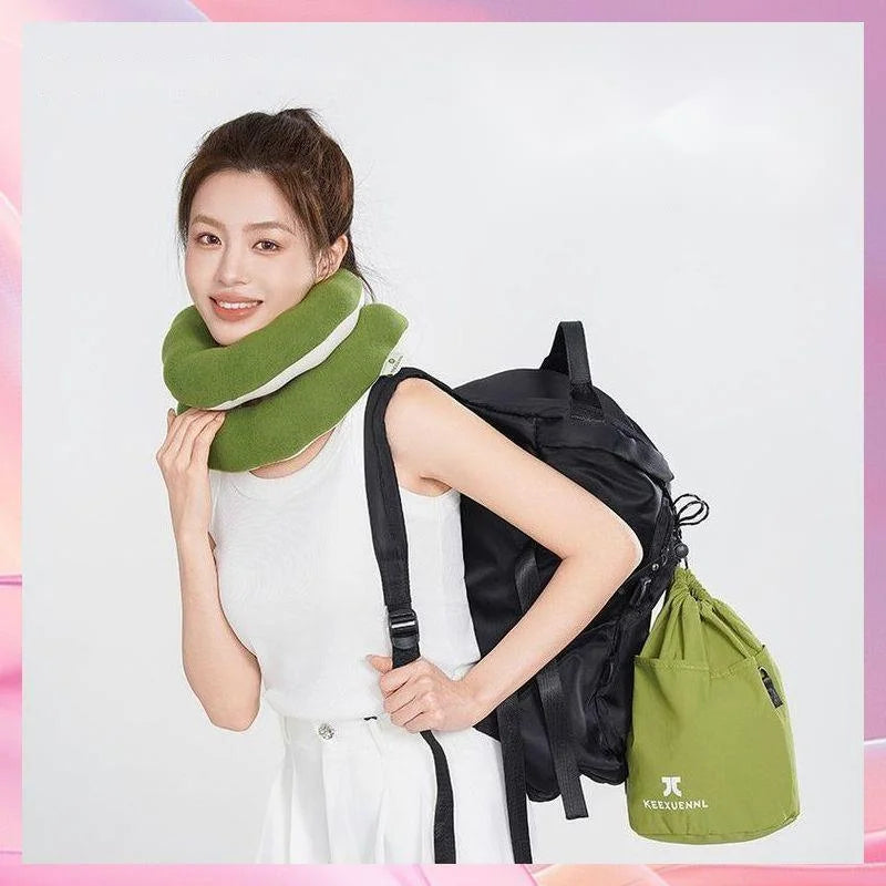 360 Degree Adjustable Portable Neck Pillow Multifunctional Travel Support Foldable Backpack Integrated Design Plane Train Car Vue