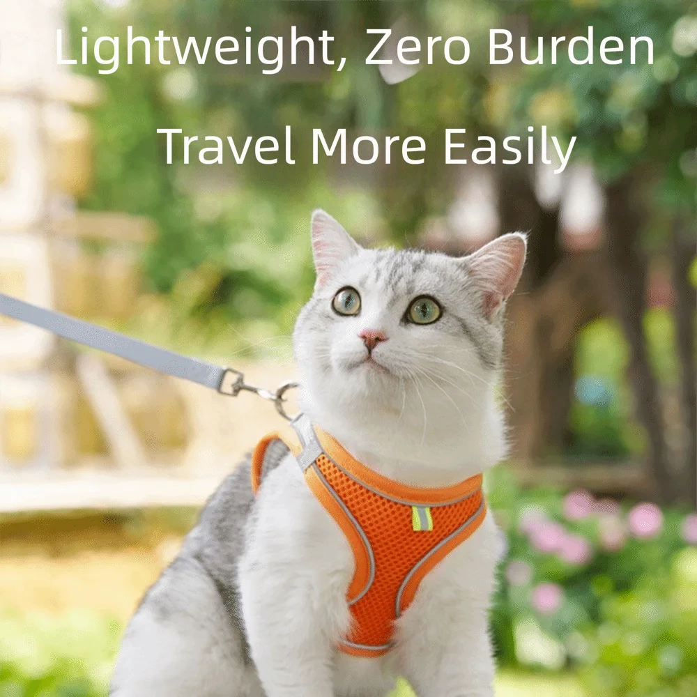 Anti-Breakage Pet Harnesses and Leashes Set Reflective Breathable Vest-Style Harness Anti-Break-Free Soft Mesh Vue