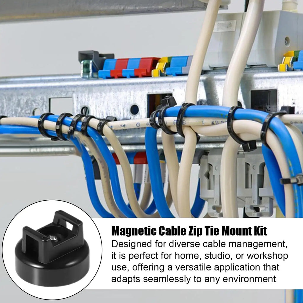 15pcs Magnetic Cable Zip Tie Mount Kit Charging Cord Organizer Multifunctional Cable Holder with Ties for Wall Work Organization Vue