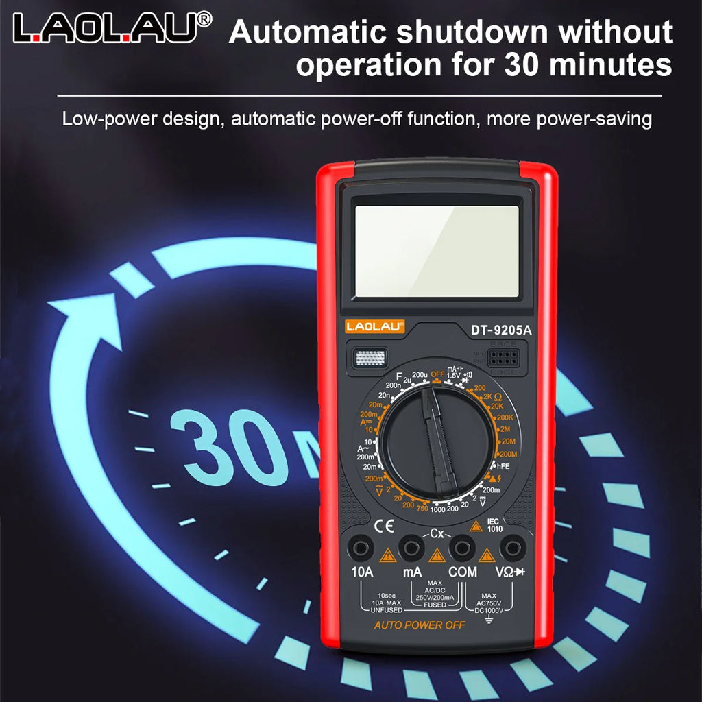 DT-9205A Digital Multimeter Manual Range AC/DC Current Voltage Resistance Capacitance Meter LCD Backlit Ohm Electrician Tester Vue