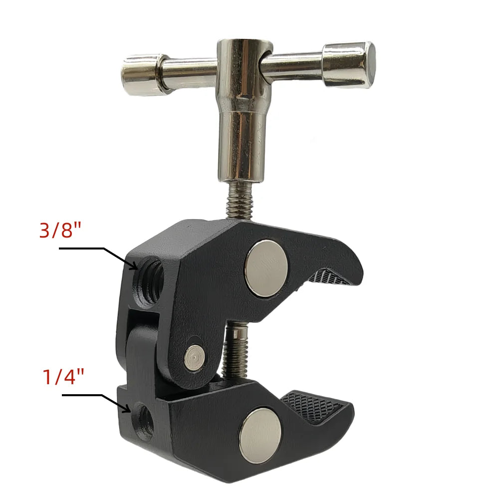 Aluminum Alloy Clamp Metal Mount Clip Arm Multi Functional With 3/8 1/4 Screw Hole For Tripod DSLR Camera Holding Stand Holder Vue