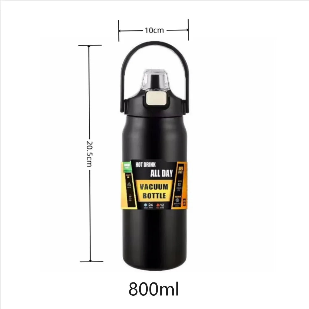 800ml Thermal Cup with Straw 304 Stainless Steel Thermal Mug Tumbler Coffee Cup Sports Vacuum Flasks Cold and Hot Water Bottle Vue