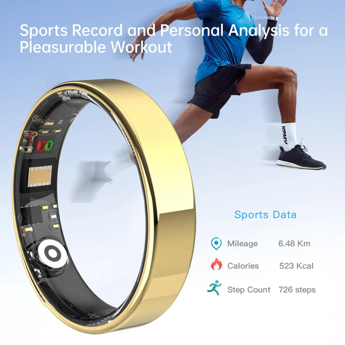2026 Hot Sale Smart Ring Gesture Brush Video Wireless Bluetooth Call Music Control 5ATM Waterproof Heart Rate Monitor For Men Vue