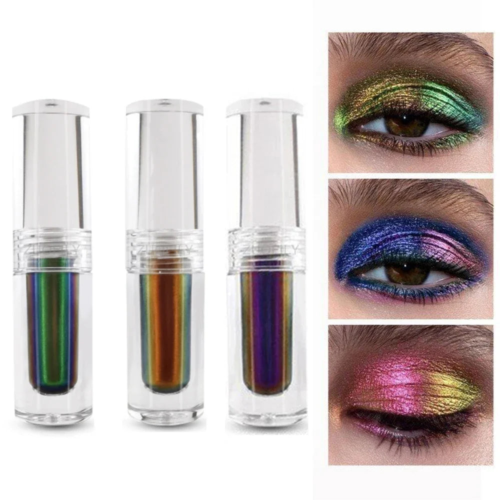 Aurora Multi Chrome Eyeshadow Pigments Long lasting Multi Chrome Chameleon Peacock Galaxy Chrome Glitter Liquid Eyeshadow Vue