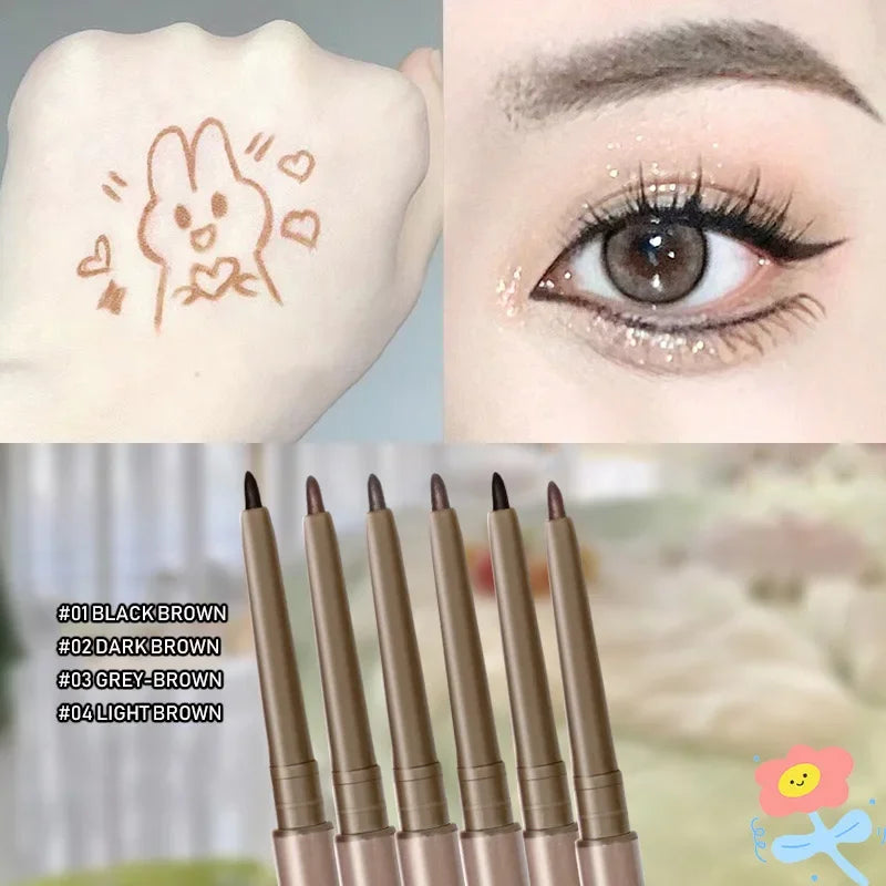 Eyeliner Lying Silkworm Gel Pencil 2in1 Waterproof Long-lasting Non-Smudge Black Brown Eyebrow Pen for Beginner Makeup Cosmetics Vue