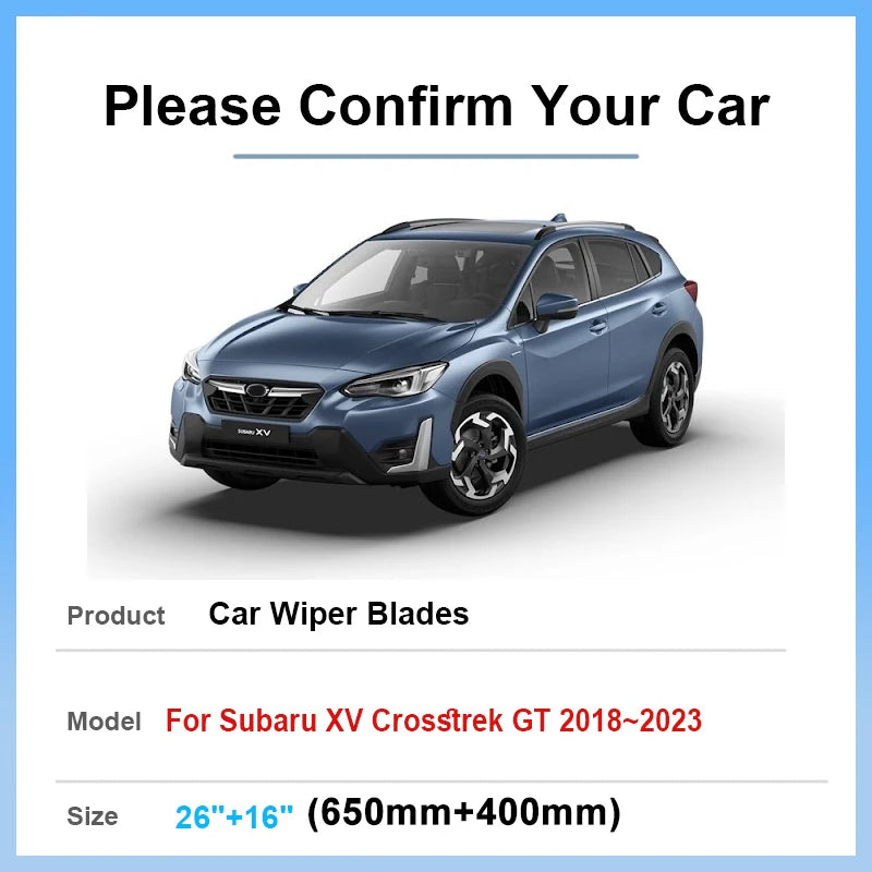 Wiper Blades For Subaru XV Crosstrek GT MK2 2018~2023 Front Rear Set Windshield Windscreen Cleaning Replacement Car Accessories Vue