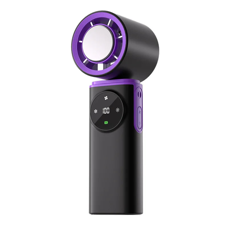 Portable Small Fan Powerful Handheld Fan with Cold Compress 0-199 Speed USB Rechargeable Travel Camping Outdoor Vue PURPLE