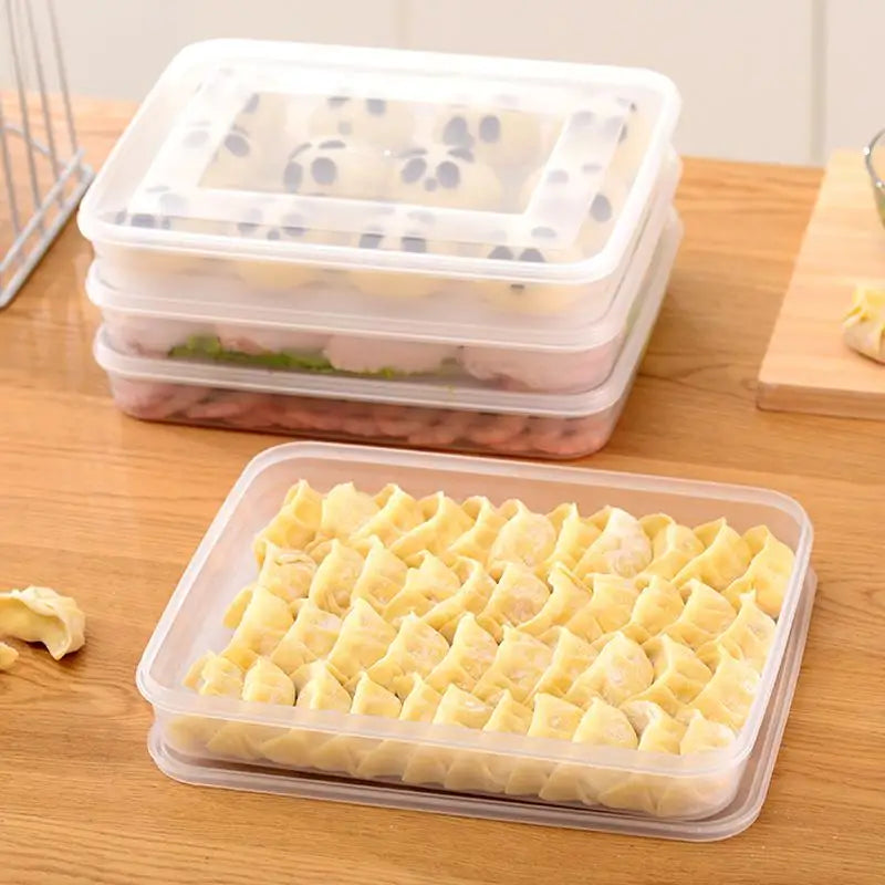 Kitchen Storage Box Refrigerator Organizer Transparent Food Containers Tray For Dumpling Fruits Vegetables Meat Cake Vue
