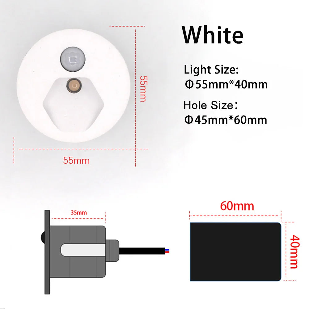 SANDIY 55mm Round Motion Sensor Step Light | LED Stair Wall Lamp Motion Sensor Step Light Vue