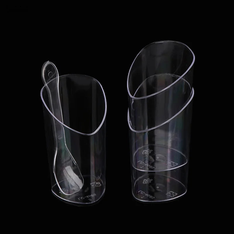 CC1110Pcs Plastic Pudding Cups 10 Spoons Ice-cream Mousse Dessert