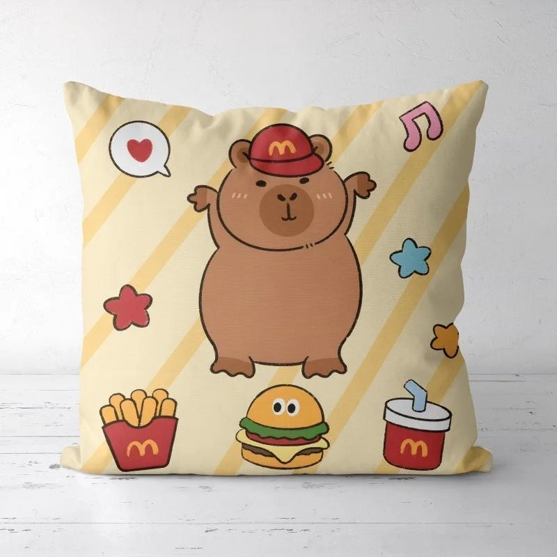 Cute Kapibara Capybara Cartoon Two-dimensional Pillowcase Children's Bedroom Sofa Cushion Cover Nap Pillow Cover Vue 17 45x45cm
