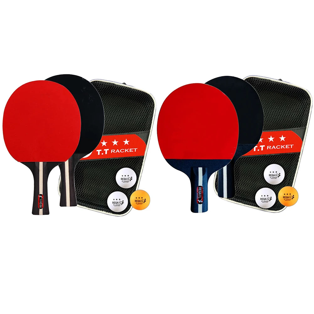 Table Tennis Racket 2 Rackets & 3 Balls Ping Pong Paddles Set Professional 2 Player Ping Pong Set with Bag for Tournament Play Vue