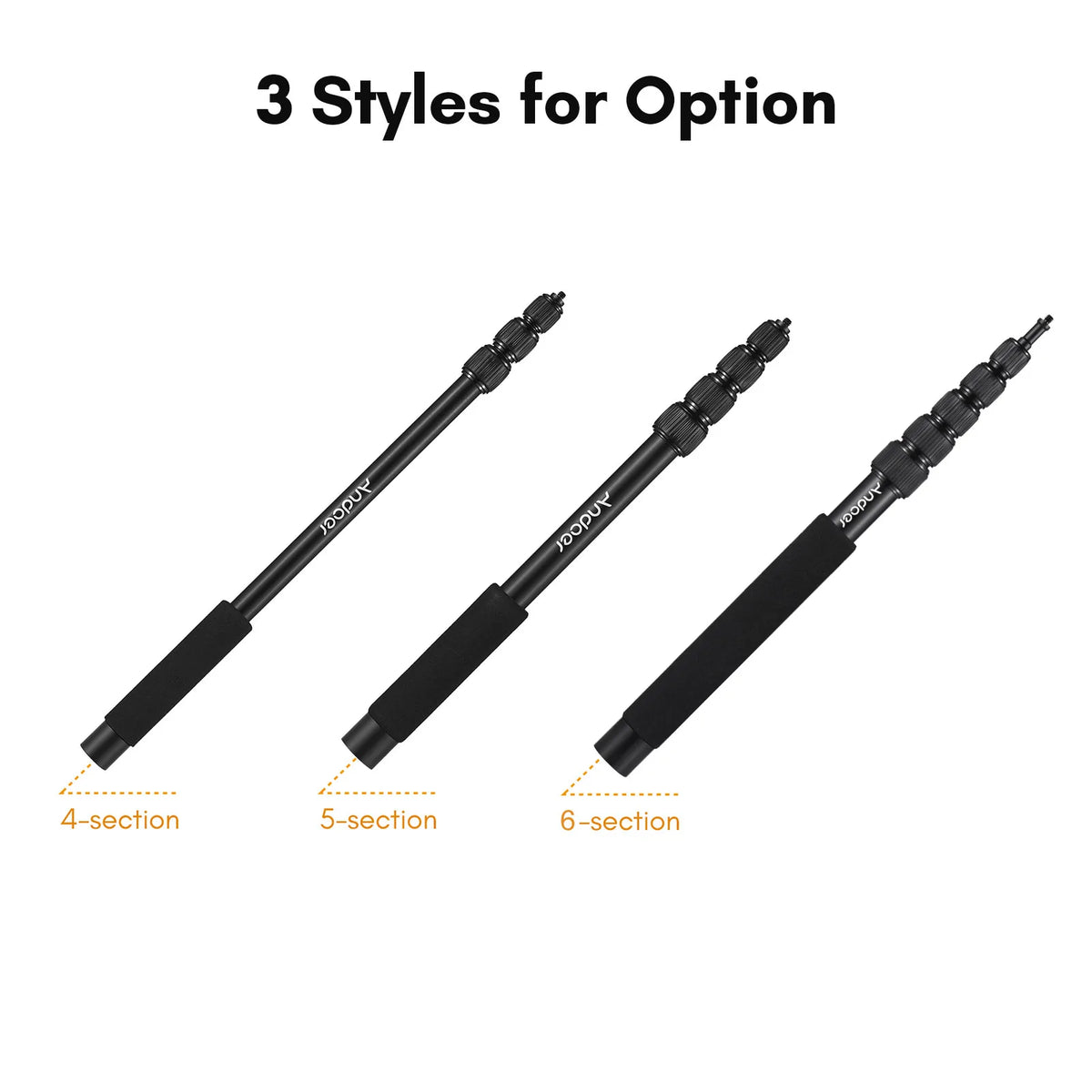 Andoer Handheld Microphone Boom Arm 4-Section Extendable Mic Arm Aluminum Alloy Boom Pole for Microphones Thread with Foam Grip Vue