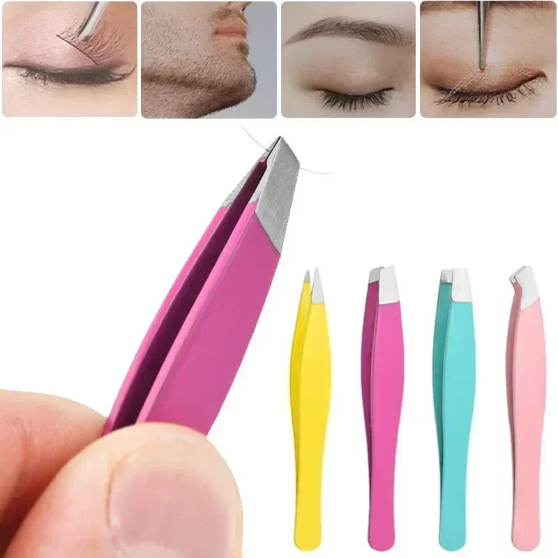 for Eyelash Eyebrow Tweezers 1/4pcs Hair Extension Tweezer Clip Removal Stainless Steel Colorful Professional Makeup Beauty Tool Vue